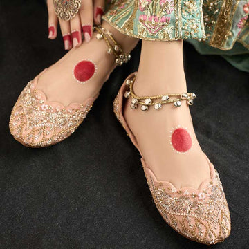 "Pearl Ice (Pink)" Velvet Khussas – Soft Glamour in Every Step By Dazzle
